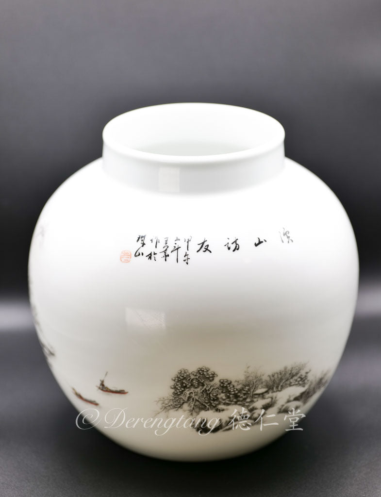 Snow Scenic Ball Shape Eggshell Porcelain Vase 雪景薄胎球形瓷瓶