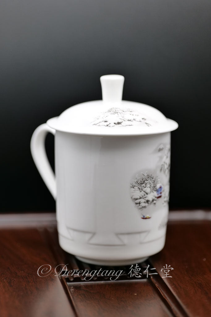 Snow Scenic Tea Cup with Lid 雪景带盖茶杯