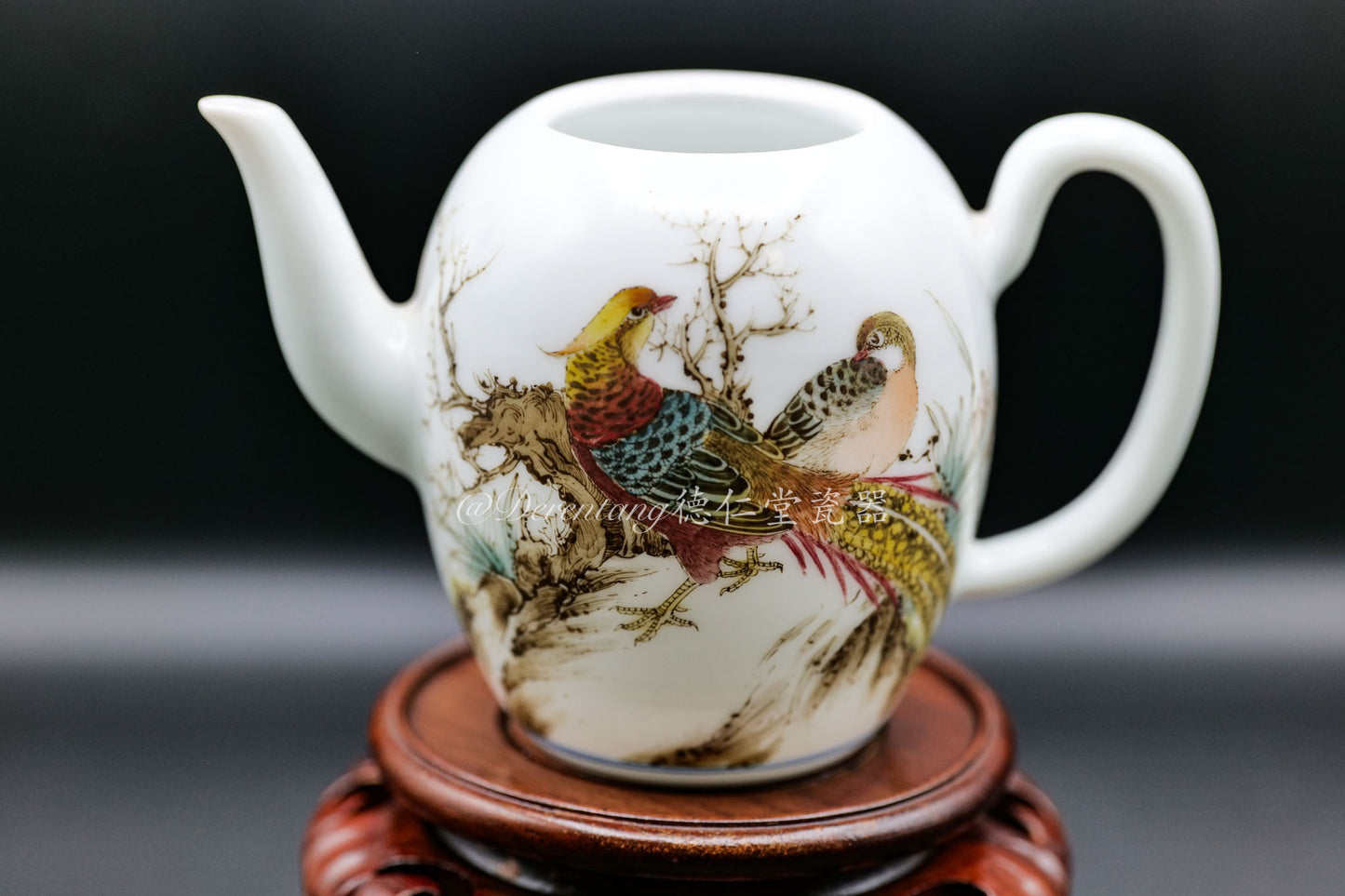 Imitate Egg-shell thin porcelain hand-painted teacup 薄胎手绘茶杯美人尖 : 锦上添花