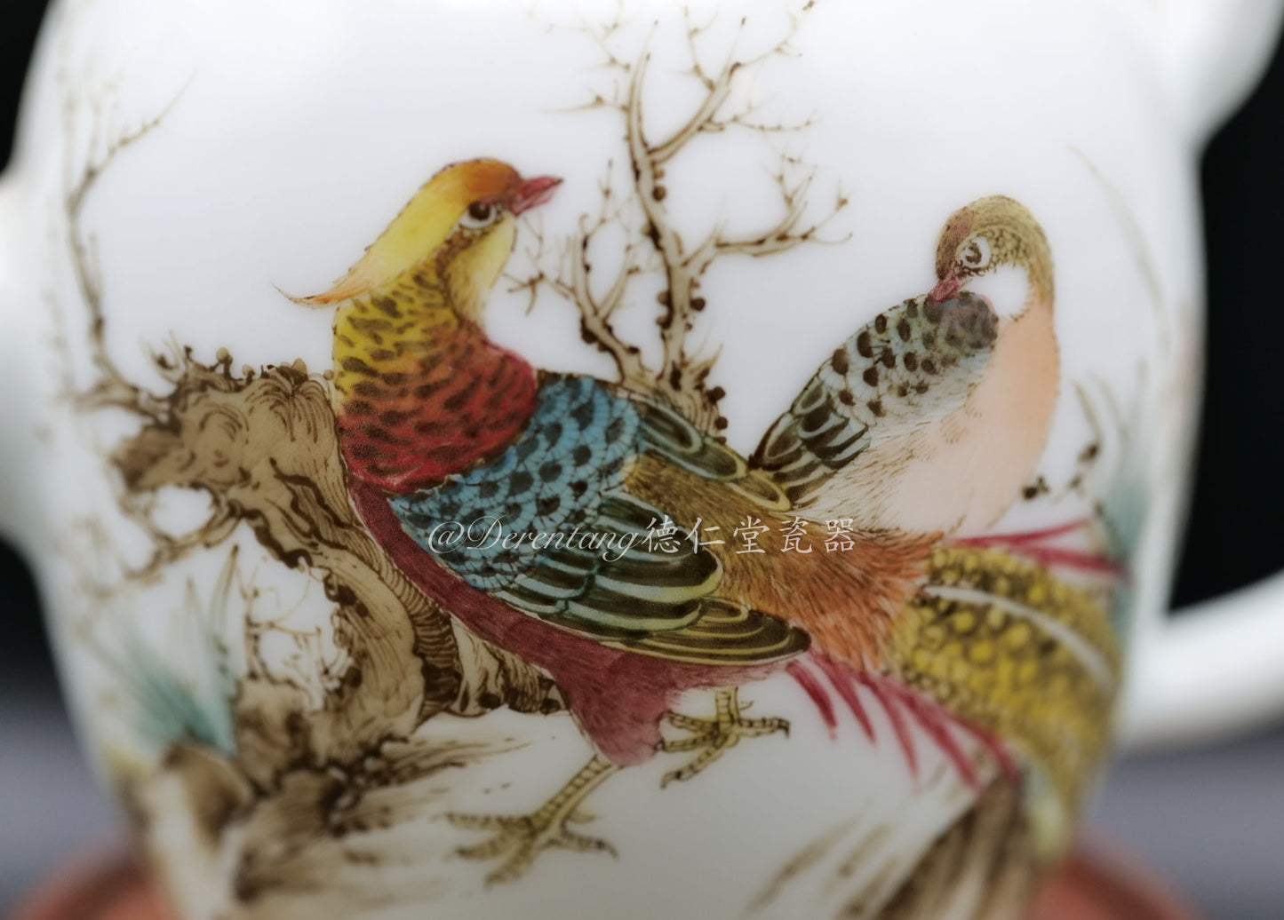 Imitate Egg-shell thin porcelain hand-painted teacup 薄胎手绘茶杯美人尖 : 锦上添花
