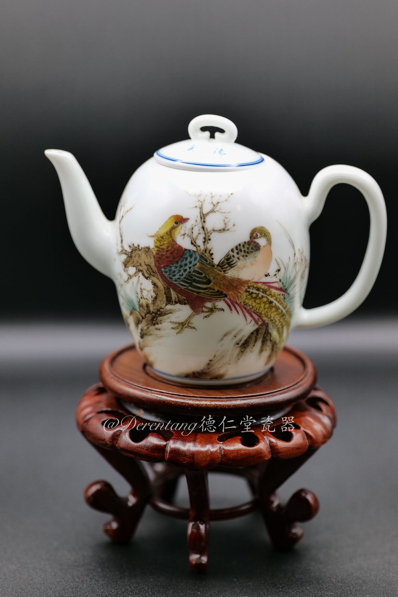Imitate Egg-shell thin porcelain hand-painted teacup 薄胎手绘茶杯美人尖 : 锦上添花