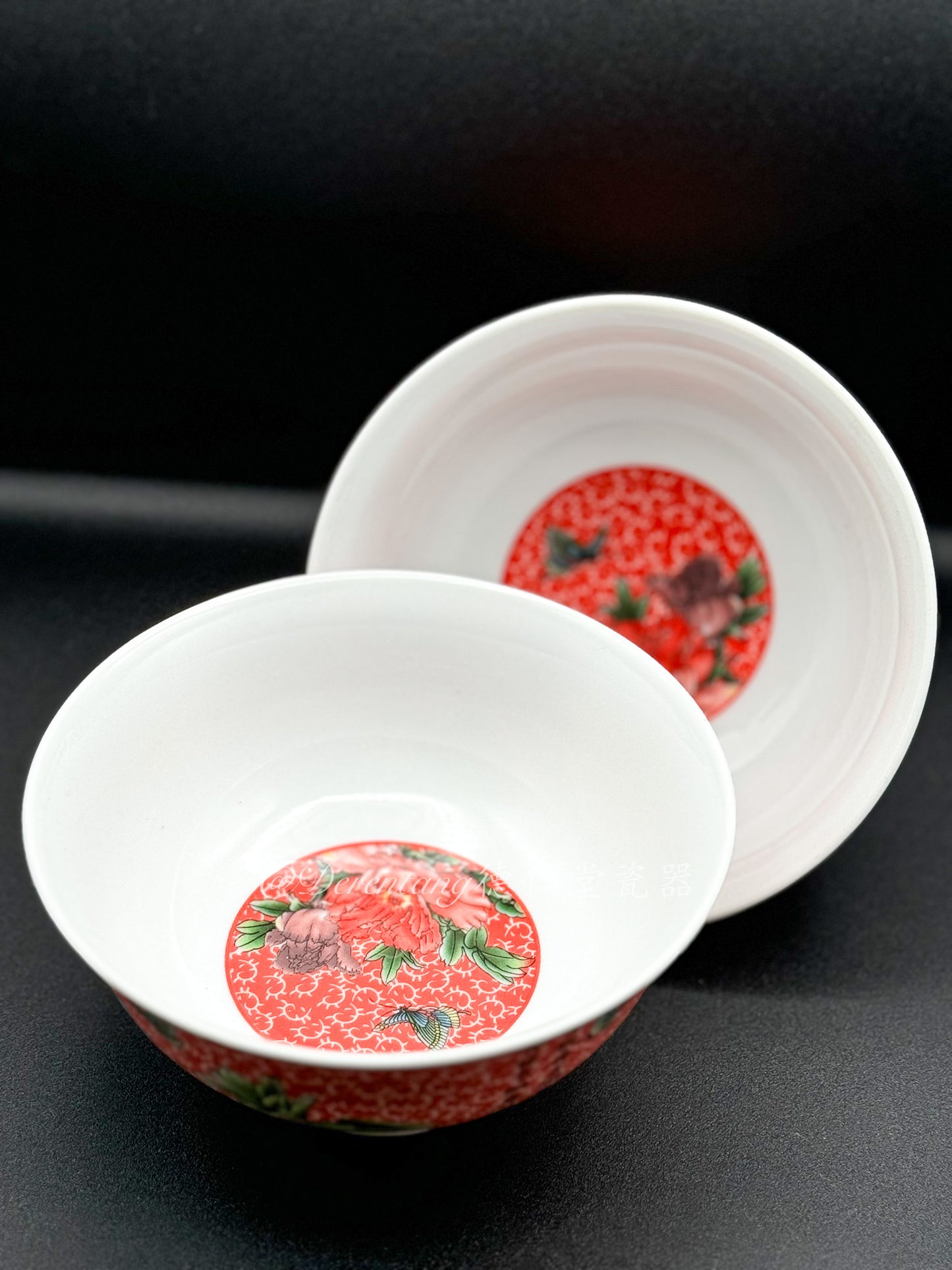 正德高脚碗 Blue Red Pedestal Bowls