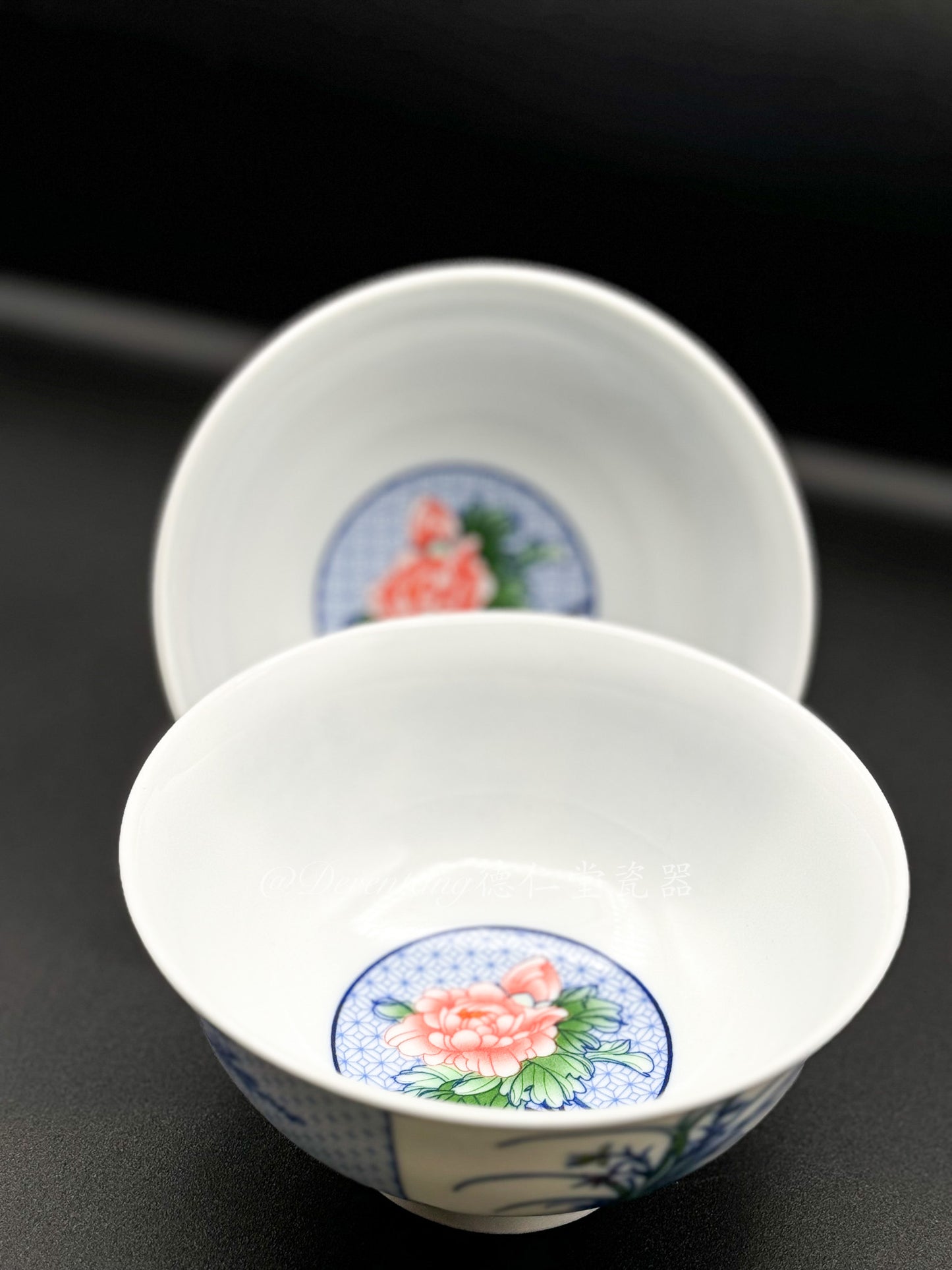 正德高脚碗 Blue Red Pedestal Bowls