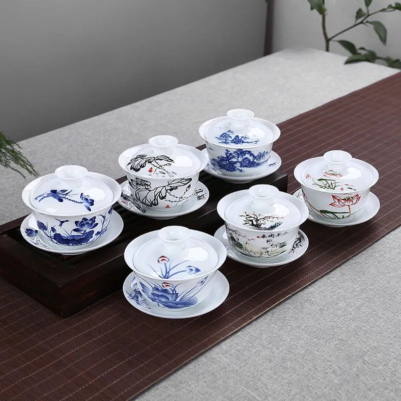 Blue & White Porcelain 青花瓷茶盖碗– De Ren Tang Ceramic &Porcelain House