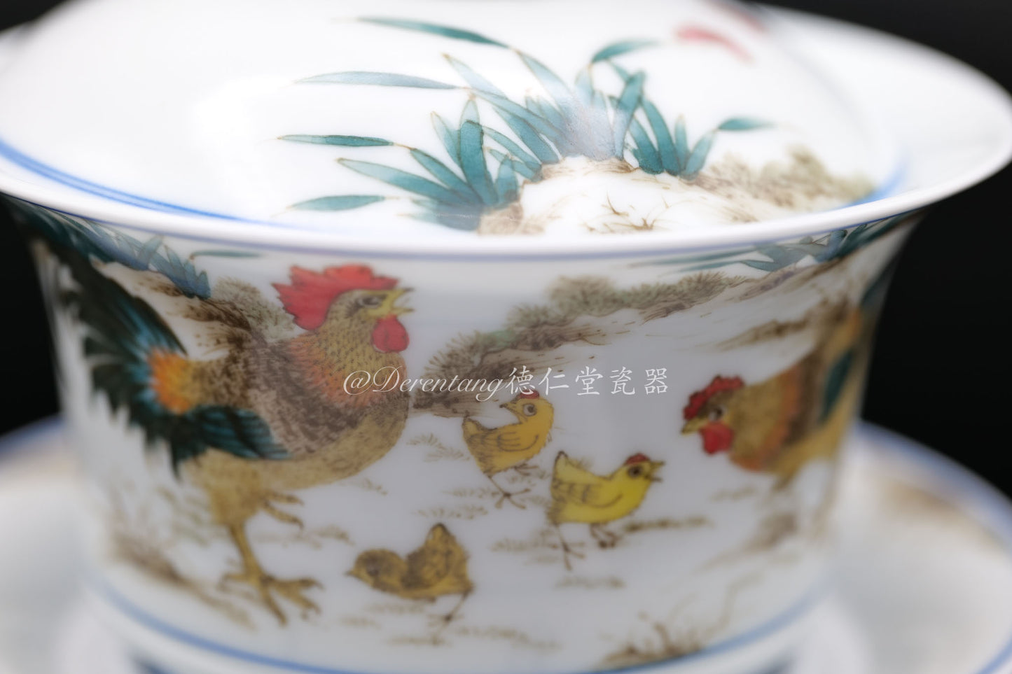 HandCrafted Three-Piece Covered Tea Cup 阖家欢手工薄胎三件套盖碗